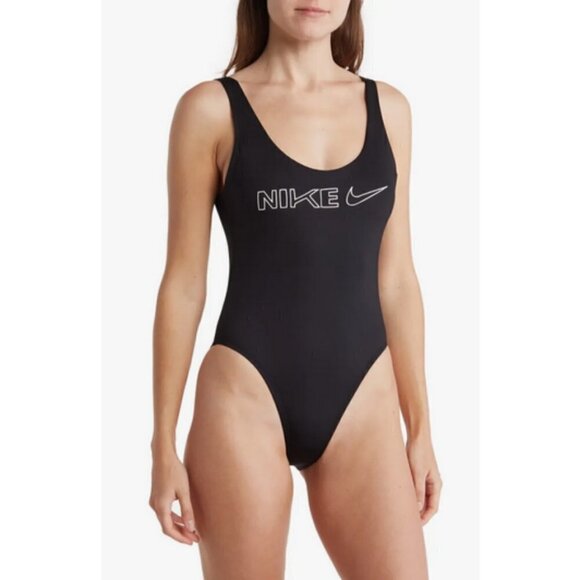 💕NIKE💕 U-Back One-Piece Swimsuit ~ Jet Black Large L NWT - Picture 2 of 12
